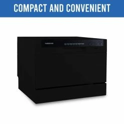 Brand new 👏 Farberware Professional Countertop Portable Dishwasher in Black with 6-Place Settings Capacity ⌛ -Appliance Parts Store black farberware countertop dishwashers fcd06abbbka 1f 1000