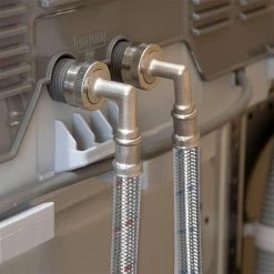 Discount ✔️ Everbilt 4 ft. Universal Stainless Steel Washing Machine Hose with Elbow (2-Pack) ✔️ -Appliance Parts Store everbilt washing machine parts 98257 1f 1000