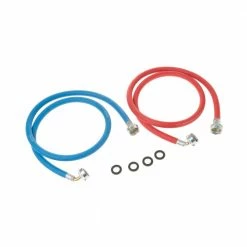 Best deal ⌛ GE 4 ft. Universal (1 Blue and 1 Red) Rubber Washer Hoses (2-Pack) 🛒 -Appliance Parts Store ge washing machine parts pm14x10007 1f 1000