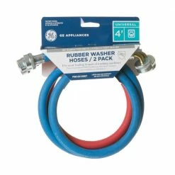 Best deal ⌛ GE 4 ft. Universal (1 Blue and 1 Red) Rubber Washer Hoses (2-Pack) 🛒 -Appliance Parts Store ge washing machine parts pm14x10007 44 1000