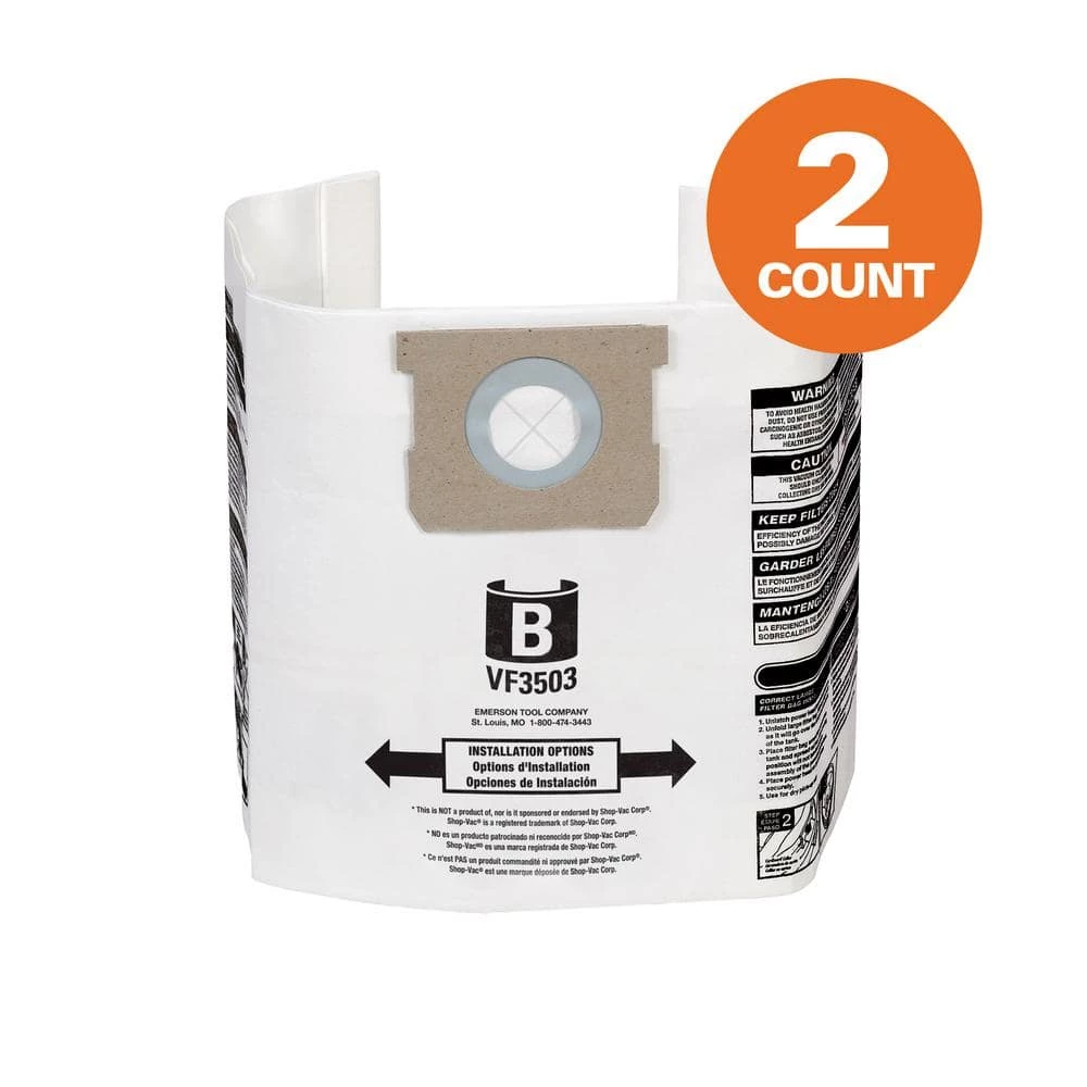 Coupon ๐ฏ High-Eff. Size B Dust Collection Bags for 5-8 Gal. Shop-Vac Branded Vacs, 5-10 Gal. RIDGID Vacs, except HD0600 (2-Pack) โ๏ธ 3 Coupon ๐ฏ High-Eff. Size B Dust Collection Bags for 5-8 Gal. Shop-Vac Branded Vacs, 5-10 Gal. RIDGID Vacs, except HD0600 (2-Pack) โ๏ธ