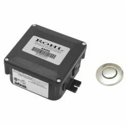 Promo 😀 ROHL Air Activated Switch with Button and Control Box for Waste Disposal in Satin Nickel 🎉