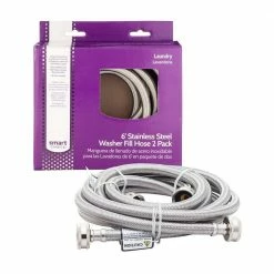 Cheap 💯 Smart Choice 6 ft. Stainless Steel Fill Hose (2-Pack) 🎉 -Appliance Parts Store smart choice washing machine parts 5304490736 4f 1000