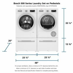 Budget 👏 Bosch 15 in. White Laundry Pedestal with Storage Drawer for Dryer 🌟 -Appliance Parts Store white bosch washer and dryer pedestals wtzpw20d 4f 1000