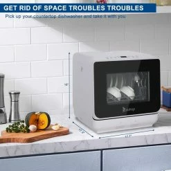 Best deal ✔️ Karl home 18 in. Portable Countertop Dishwasher with 4 Place Settings Capacity 👍 -Appliance Parts Store white countertop dishwashers 161706064359 fa 1000