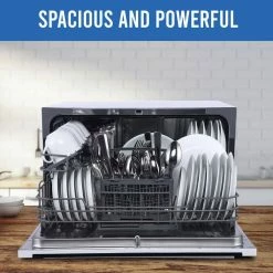 Flash Sale ❤️ Farberware 21 in. White Digital Portable 0120-volt Dishwasher with 7-Cycles with 6-Place Settings Capacity ❤️ -Appliance Parts Store white farberware commercial dishwashers fcd06abbwha 1f 1000