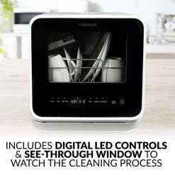 Budget 🥰 Farberware 24 in. White Digital Portable 120-volt Dishwasher with 5-Cycles with 2-Place Setting Capacity 🔔 -Appliance Parts Store white farberware portable dishwashers fdw05asbwha d4 1000