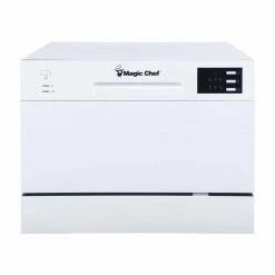 Best Pirce ✨ Magic Chef 21 in. White Electronic Countertop 120-volt Dishwasher with 6-Cycles, 6 Place Settings Capacity ⌛ -Appliance Parts Store white magic chef countertop dishwashers mcscd6w5 4f 1000