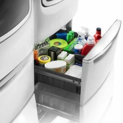 Discount ⭐ Maytag 15.5 in. White Pedestal for Front Load Washer and Dryer with Storage 🎁 -Appliance Parts Store white maytag washer and dryer pedestals xhpc155xw 1f 1000