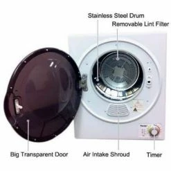 Coupon 🧨 Panda 3.5 cu.ft. 110-Volt Compact Portable Electric Laundry Dryer, White and Black ❤️ -Appliance Parts Store white panda electric dryers pan760sf 1f 1000