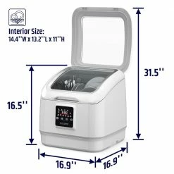 Promo 🛒 Razorri 17 in. White Portable Countertop Dishwasher - Compact for 4-Sets of Tableware, 7-Place Settings and Washing Modes 👍 -Appliance Parts Store white razorri countertop dishwashers comodo cdw04a fa 1000